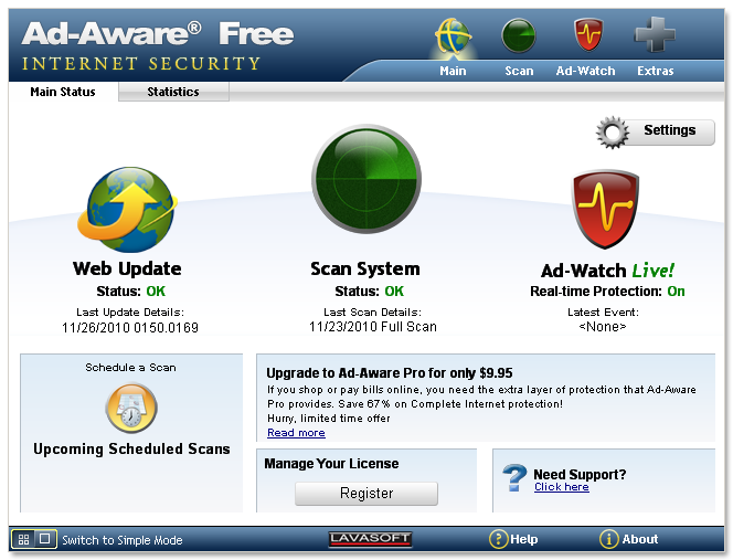 Lavasoft Ad-Aware Free Internet Security 9.6